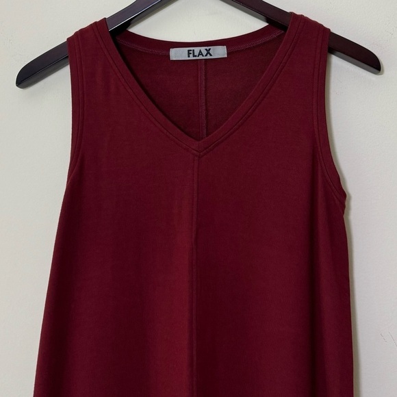 Flax Red Burgundy V Neck Tank Top Tunic Size Small - Picture 3 of 9